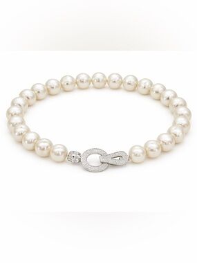 Del Mar Freshwater Pearl Clasp Silver Bracelet